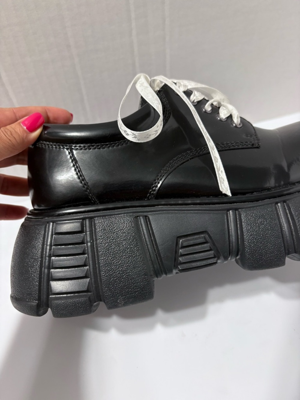Jeffrey Campbell Black Barge Chunky Platform Oxford Shoes  Lace Up Punk Grunge 9 - Picture 10 of 16